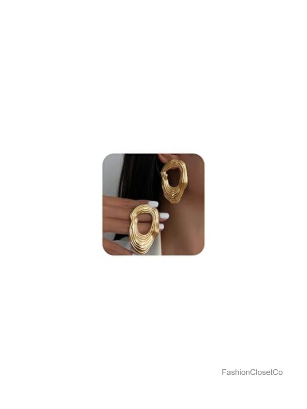 Chunky Abstract Metal Statement Earrings Push Back Formal Wedding